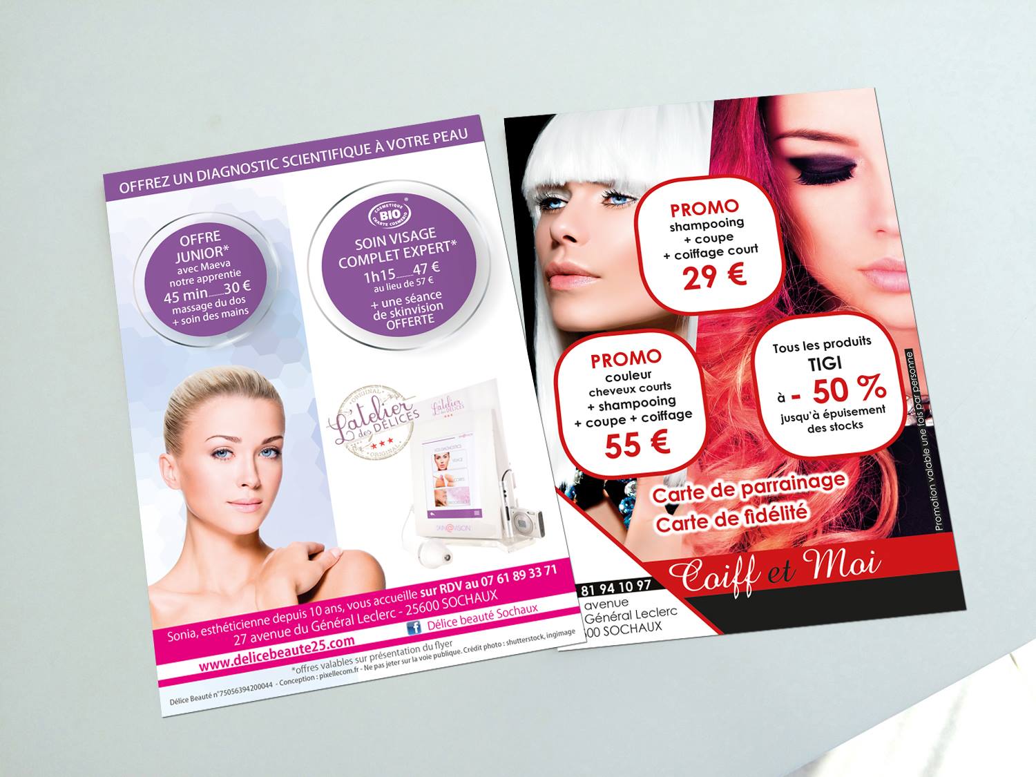 Flyers Esth ticiennes salons Institut de Beaut  coiffure  